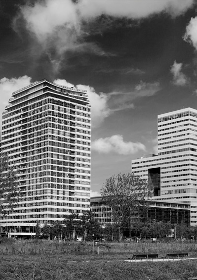 Hoogbouw skyline van Amsterdam Zuidas